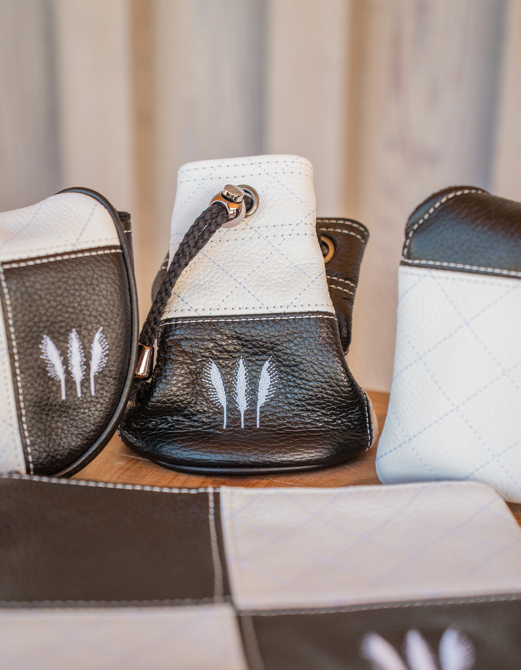 Vanto Drawstring Pouch | Black & White Check